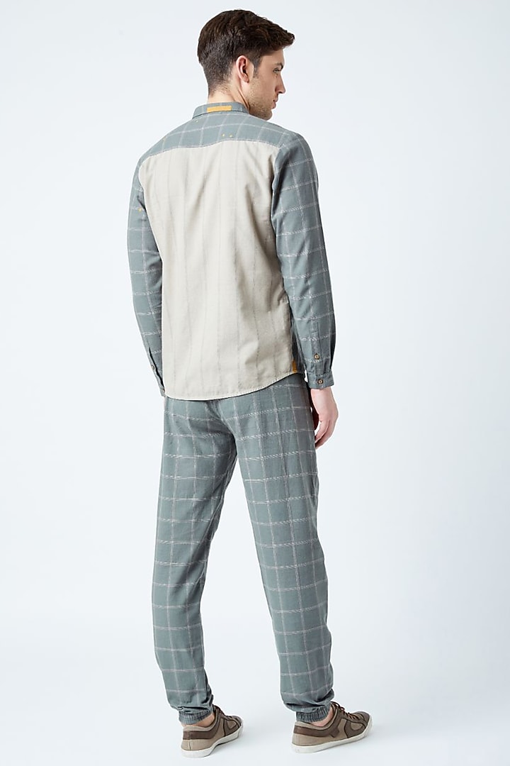 Grey Checkered Trouser Pants by Doodlage Men at Pernia's Pop Up Shop