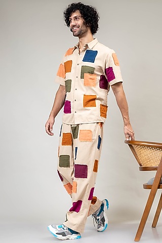Beige Upcycled Cotton Shirt by Doodlage Men