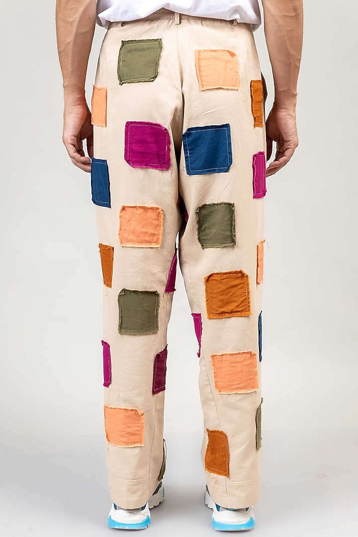 Beige Twill Pants by Doodlage Men at Pernia's Pop Up Shop