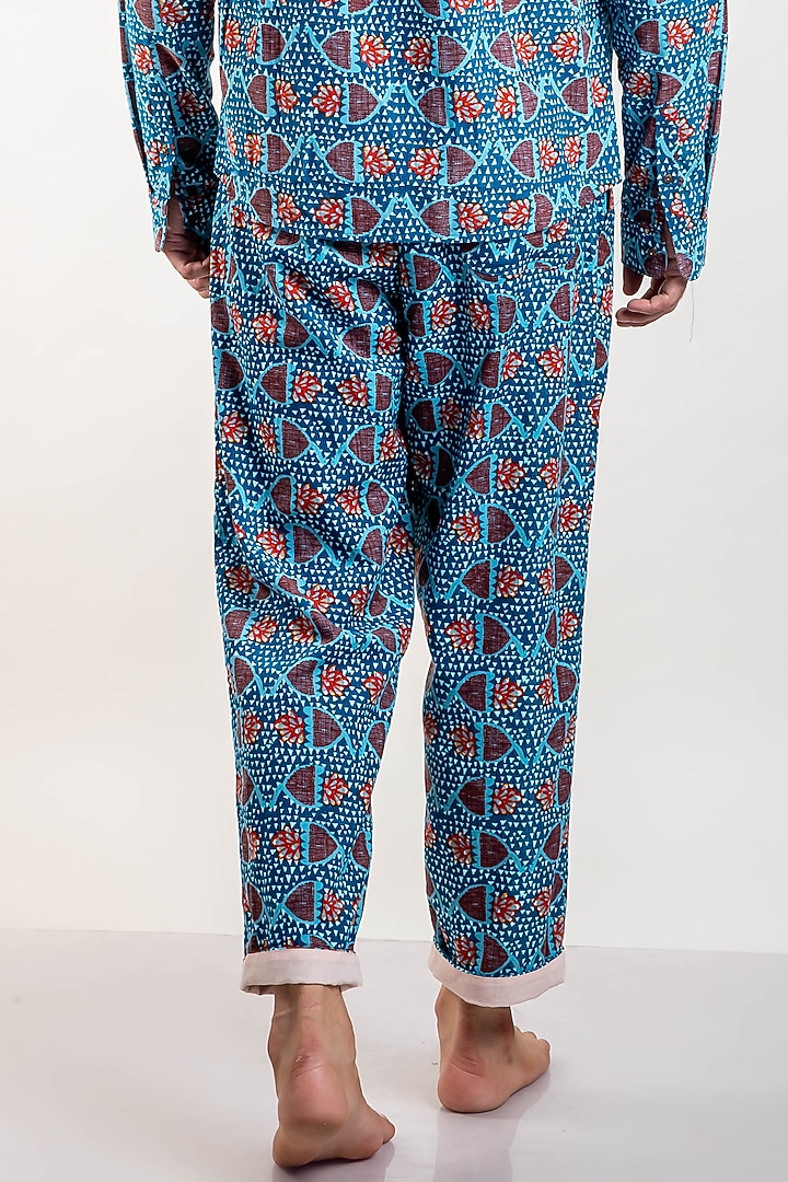 Multi-Colored Upcycled Cotton Printed Pleated Pants by Doodlage Men at Pernia's Pop Up Shop