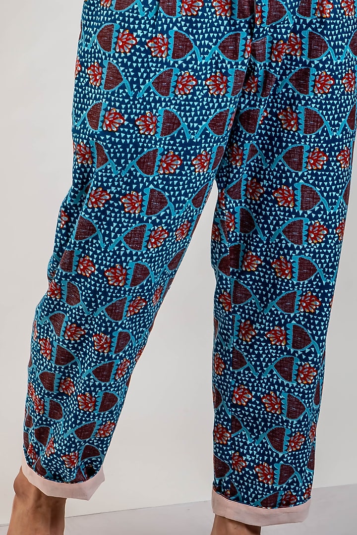 Multi-Colored Upcycled Cotton Printed Pleated Pants by Doodlage Men at Pernia's Pop Up Shop