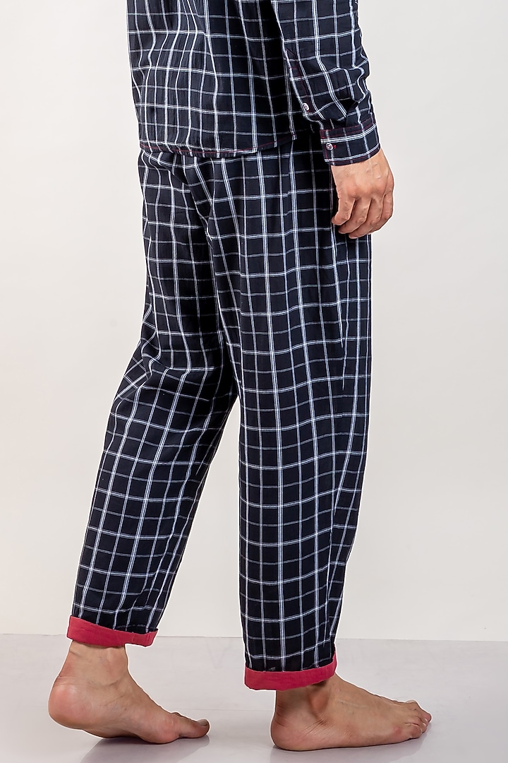 Black Upcycled Cotton Pyjama Pants by Doodlage Men at Pernia's Pop Up Shop