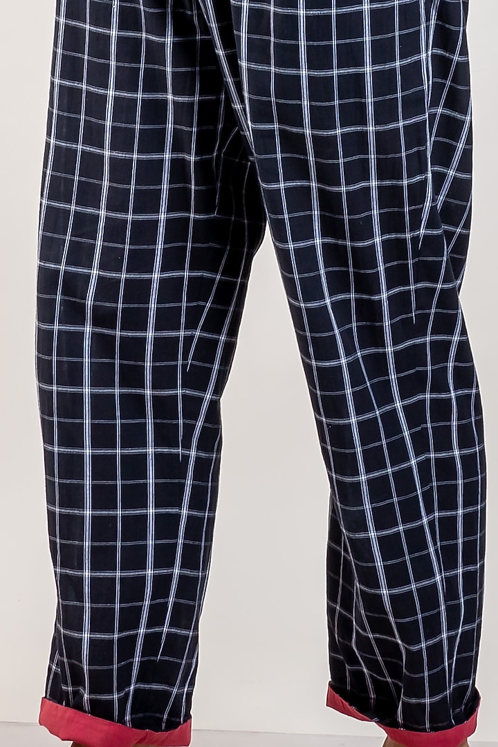 Black Upcycled Cotton Pyjama Pants by Doodlage Men at Pernia's Pop Up Shop