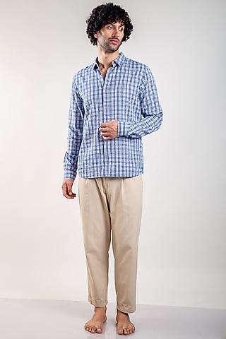 Blue Upcycled Cotton Shirt by Doodlage Men