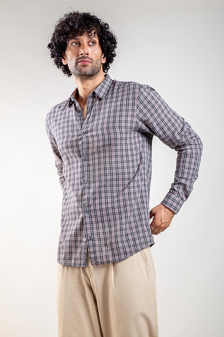 Black Upcycled Cotton Summer Shirt by Doodlage Men at Pernia's Pop Up Shop
