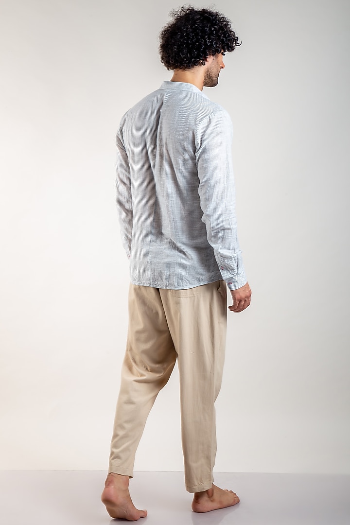 Blue Upcycled Cotton Summer Shirt by Doodlage Men at Pernia's Pop Up Shop