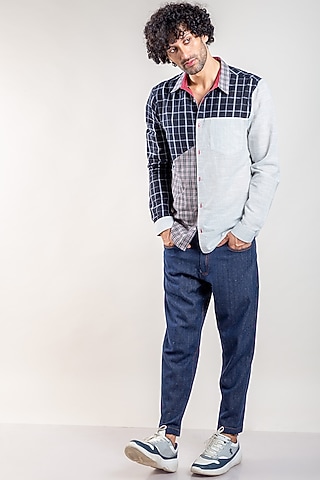 Multi-Coloured Upcycled Cotton Shirt by Doodlage Men