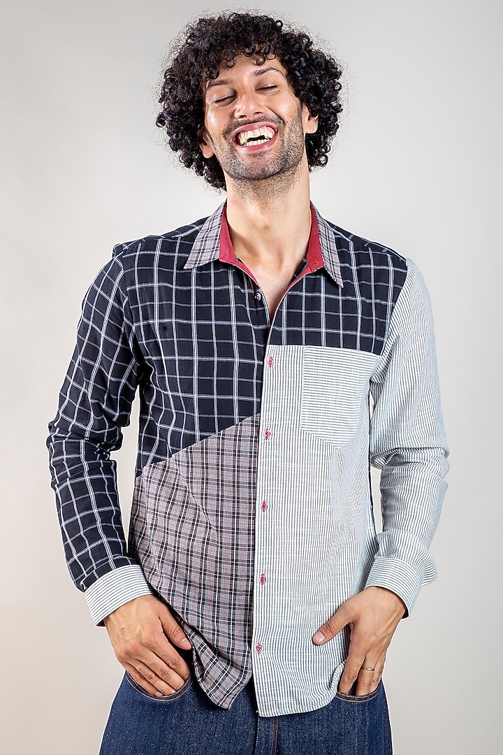 Multi-Coloured Upcycled Cotton Summer Shirt by Doodlage Men at Pernia's Pop Up Shop