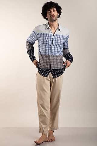 Multi-Coloured Upcycled Cotton Panelled Shirt by Doodlage Men