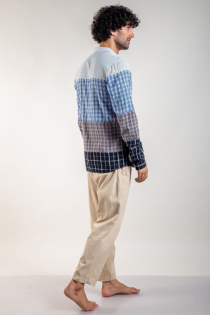 Multi-Coloured Upcycled Cotton Panelled Summer Shirt by Doodlage Men at Pernia's Pop Up Shop