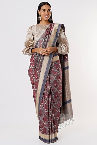Red Banarasi Silk Saree by Delhi Vintage