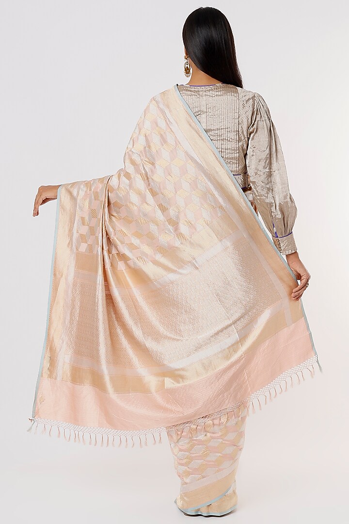 Blush Pink Banarasi Silk Reception Saree by Delhi Vintage at Pernia's Pop Up Shop