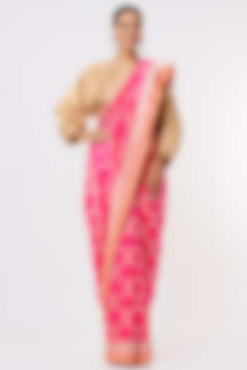 Pink Banarasi Silk Saree by Delhi Vintage