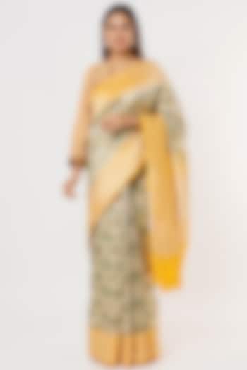 Yellow Banarasi Tissue & Silk Saree by Delhi Vintage