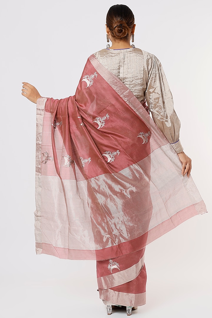 Pink Chanderi Silk Party Wear Saree by Delhi Vintage at Pernia's Pop Up Shop