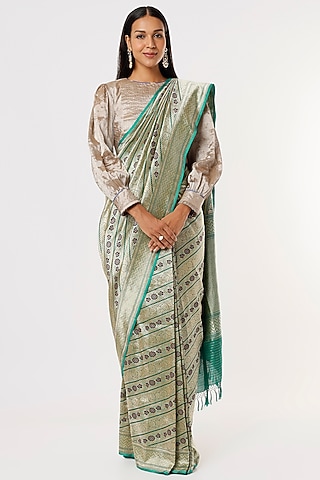 Blue Banarasi Silk Saree by Delhi Vintage