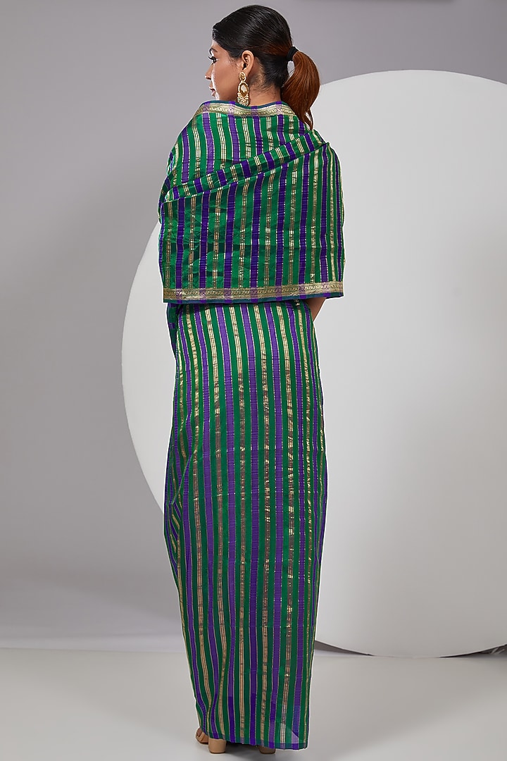 Green Chanderi Silk Wedding Saree by Delhi Vintage at Pernia's Pop Up Shop