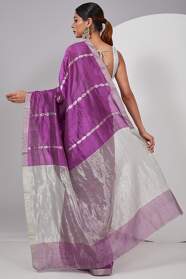 Purple Chanderi Silk Party Wear Saree by Delhi Vintage at Pernia's Pop Up Shop