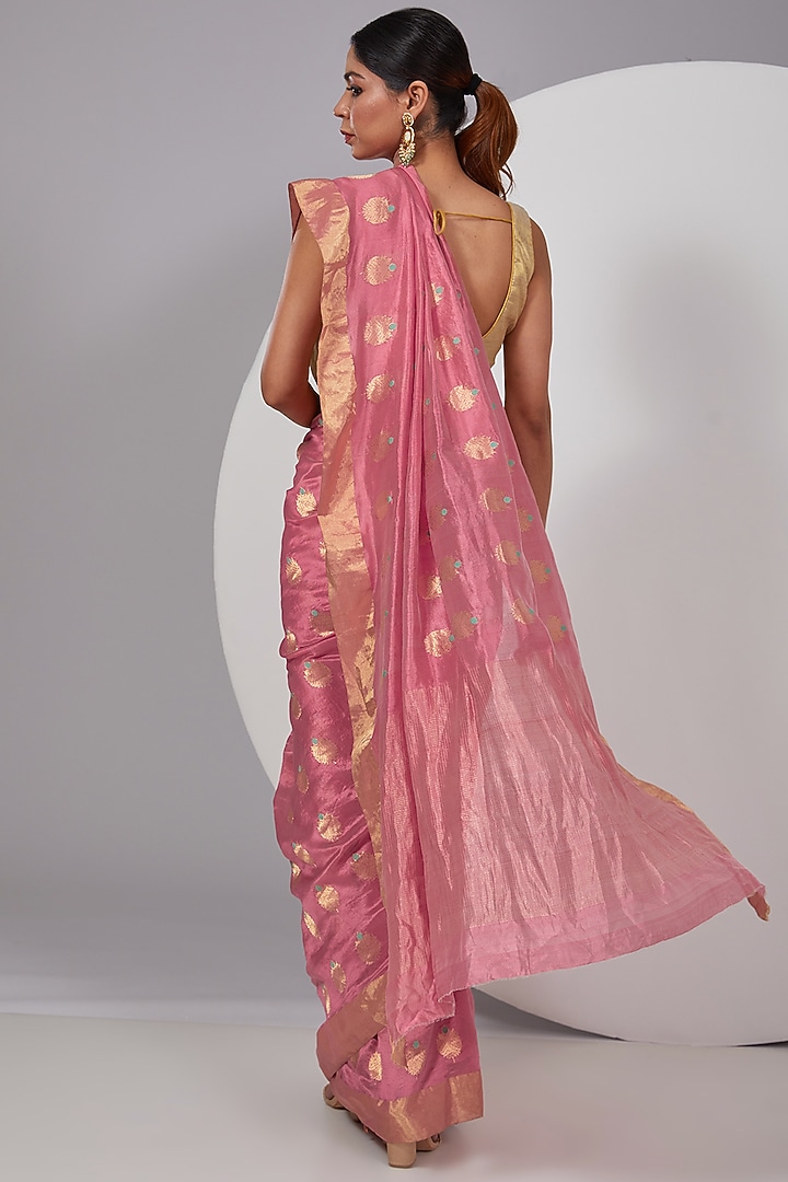 Pink Chanderi Silk Wedding Saree by Delhi Vintage at Pernia's Pop Up Shop