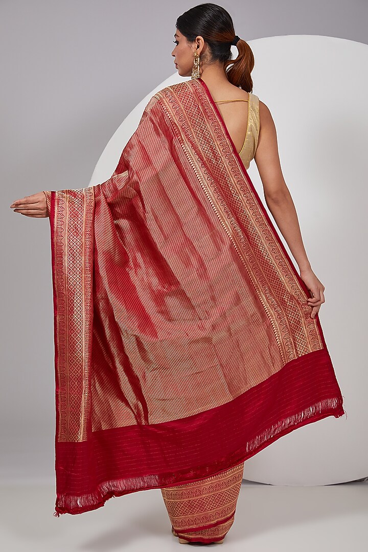Maroon Silk Wedding Saree by Delhi Vintage at Pernia's Pop Up Shop