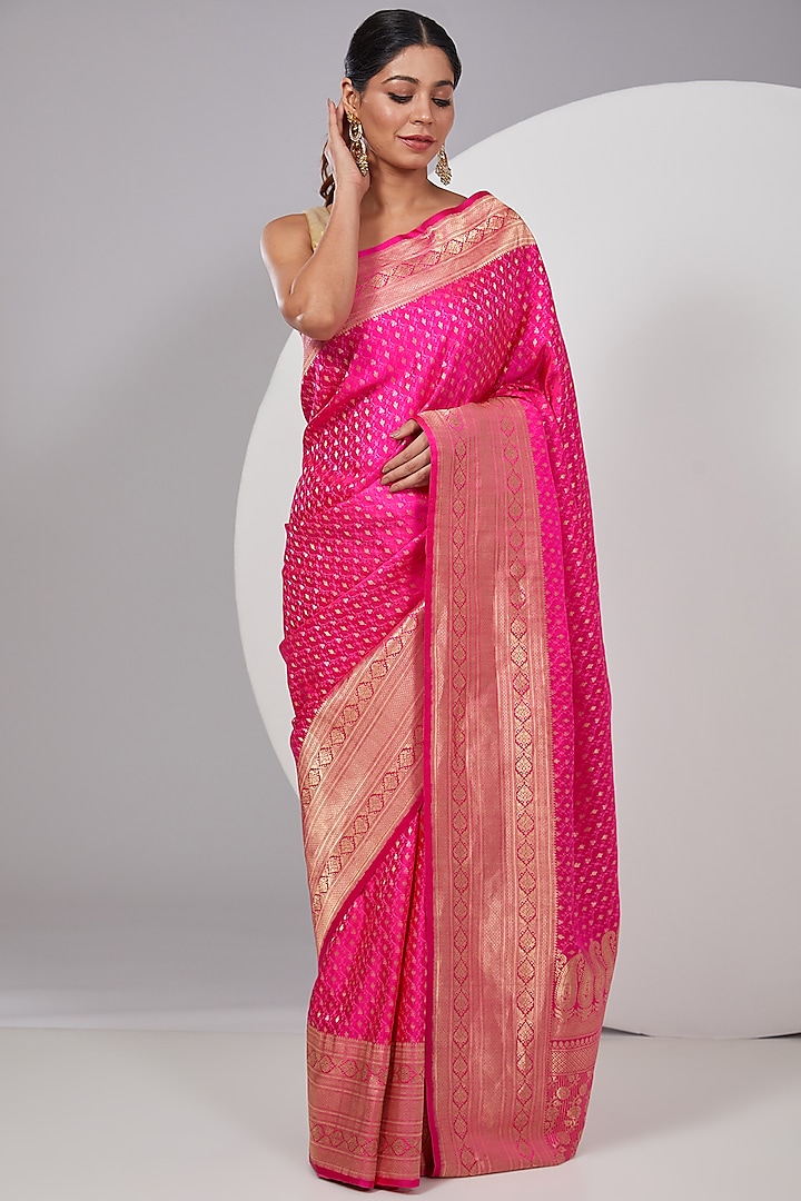 Pink Silk Saree by Delhi Vintage
