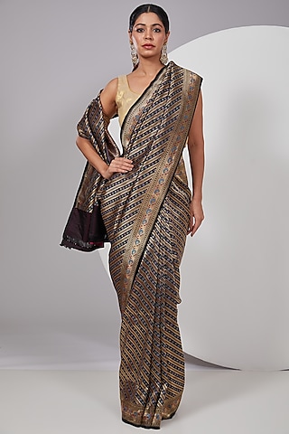 Black Silk Saree by Delhi Vintage