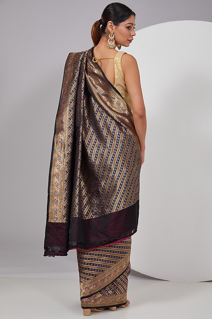 Black Silk Wedding Saree by Delhi Vintage at Pernia's Pop Up Shop