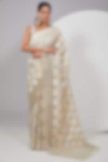 Grey Organza Reception Saree by Delhi Vintage at Pernia's Pop Up Shop
