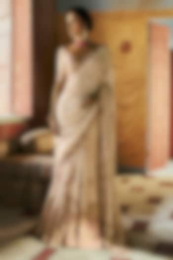 Pearl White Chiffon Chikankari Bridal Saree Set by Dolly J at Pernia's Pop Up Shop