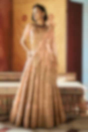 Blush Bloom Tissue Dori Embroidered Bridal Lehenga Set by Dolly J at Pernia's Pop Up Shop
