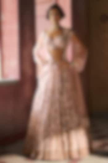 Pearl White Net Dori Embroidered Bridal Lehenga Set by Dolly J at Pernia's Pop Up Shop