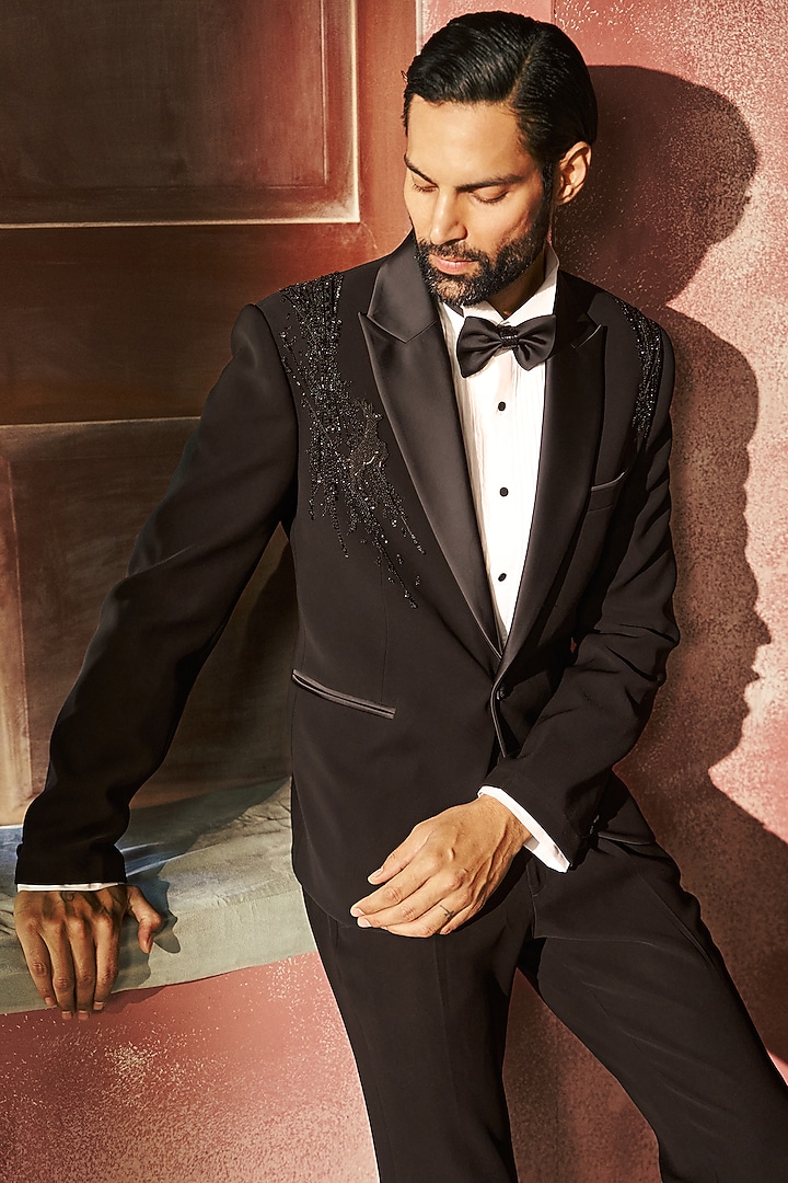 Black Japanese Crepe Tuxedo Set by Dolly J MAN at Pernia's Pop Up Shop
