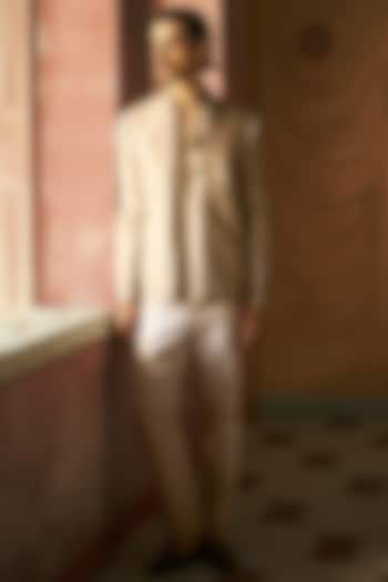 Sea-Breeze Colored Raw Silk Floral Embroidered Groom Indowestern Jacket Set by Dolly J MAN at Pernia's Pop Up Shop