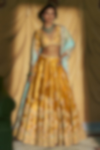 Golden Tissue Metallic Embroidered Bridal Lehenga Set by Dolly J at Pernia's Pop Up Shop