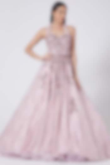 Pale Pink Shimmer Tulle Gown by Dolly J