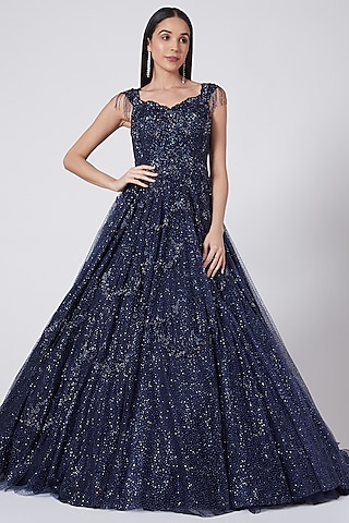 Saroj Collection Women Gown Blue Dress - Buy Saroj Collection Women Gown  Blue Dress Online at Best Prices in India