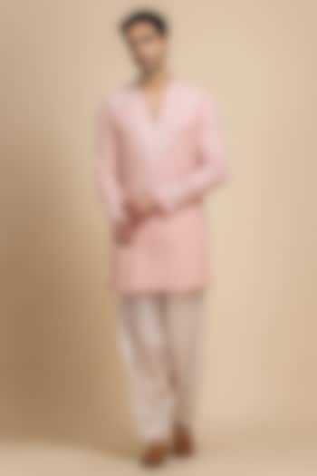 Blush Pink Georgette Embroidered Kurta Set by Dolly J MAN at Pernia's Pop Up Shop