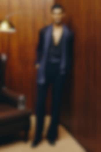 Navy Georgette Embroidered Co-Ord Set by Dolly J MAN at Pernia's Pop Up Shop