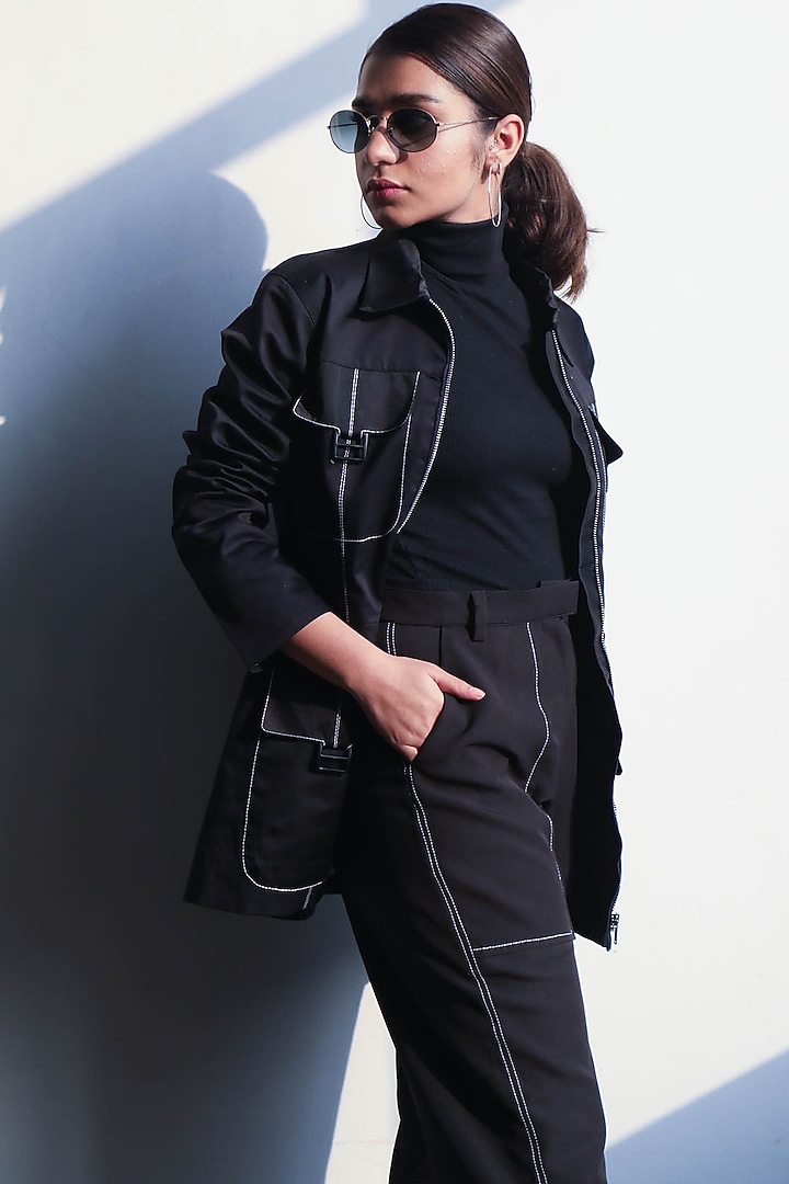 Black Jacket With Pocket Detailing by Corpora Studio at Pernia's Pop Up Shop