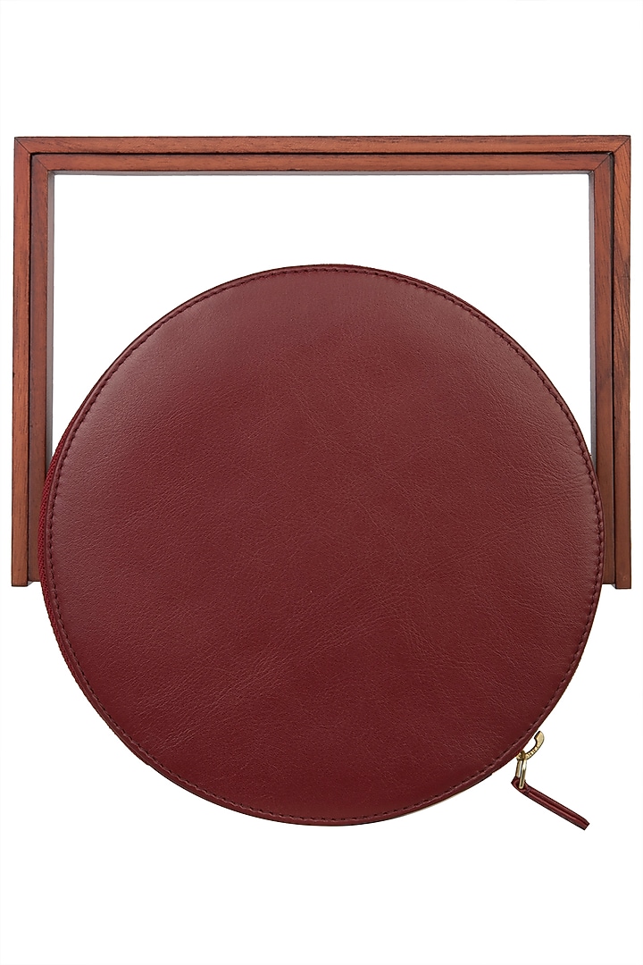Red circular sequins embroidered box clutch available only at Pernia's Pop Up Shop.