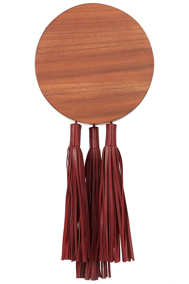 Red embroidered multi tassel clutch available only at Pernia's Pop Up Shop.