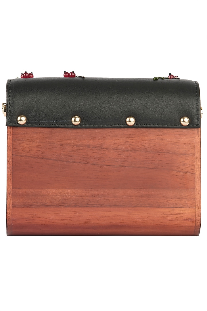 Charcoal black embroidered flapover clutch available only at Pernia's Pop Up Shop.