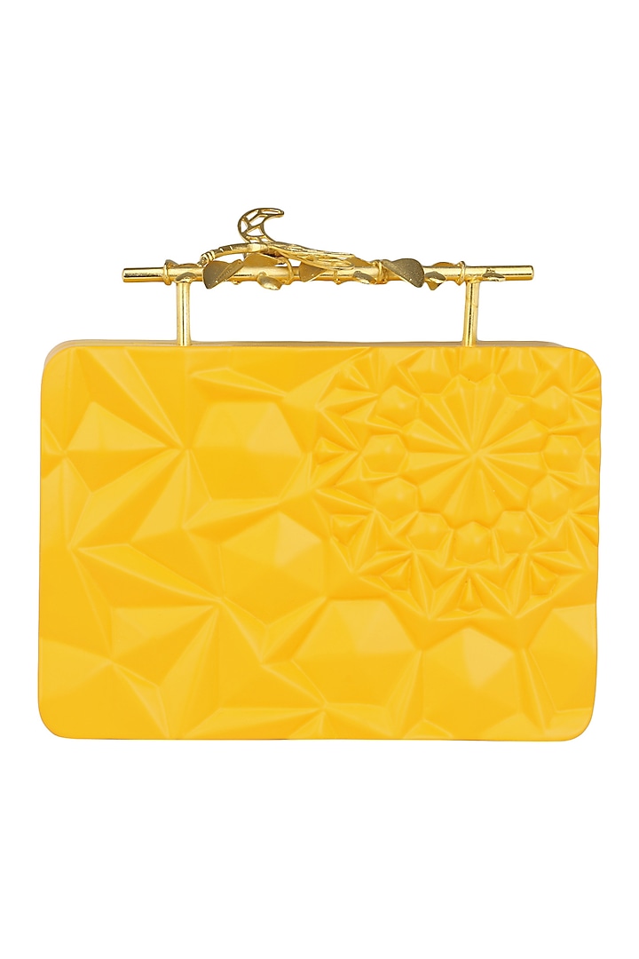 Yellow Floral Firefly Clutch by Duet Luxury