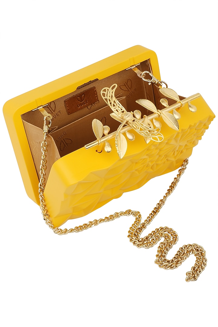 Duet Luxury presents Yellow Floral Firefly Clutch available only at Pernia's Pop Up Shop.