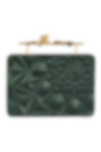 Olive Green Floral Firefly Clutch by Duet Luxury