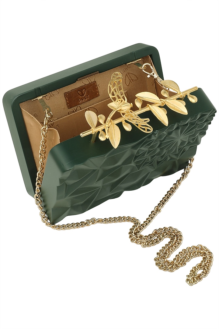 Duet Luxury presents Olive Green Floral Firefly Clutch available only at Pernia's Pop Up Shop.