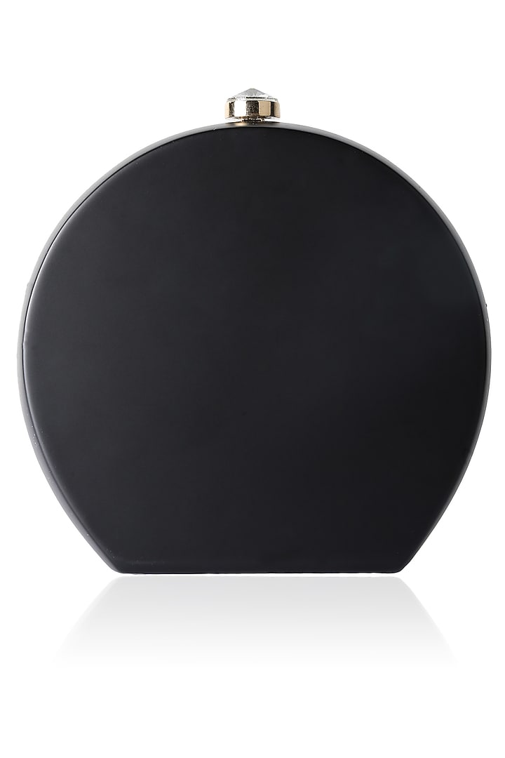 Duet luxury presents Black round box clutch with gold sequins insert available only at Pernia's Pop Up Shop.