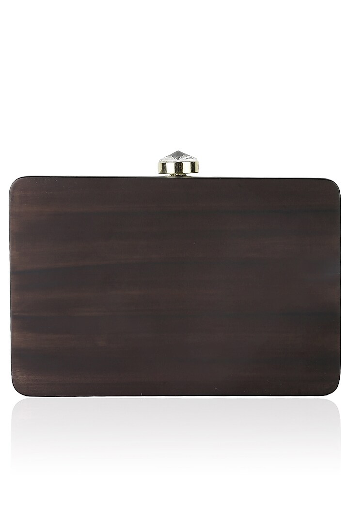 Duet luxury presents Black wood shiny silver swarovski mesh box clutch available only at Pernia's Pop Up Shop.