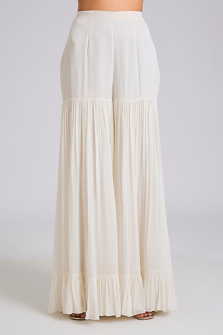 Ivory Organza Wedding Sharara Set by Dinesh Malkani at Pernia's Pop Up Shop