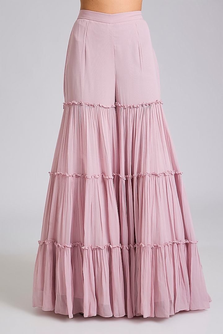 Lilac Georgette Wedding Sharara Set by Dinesh Malkani at Pernia's Pop Up Shop